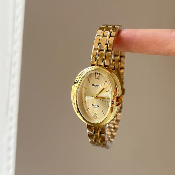 Oval Shape Gold Plated Quartz Watch