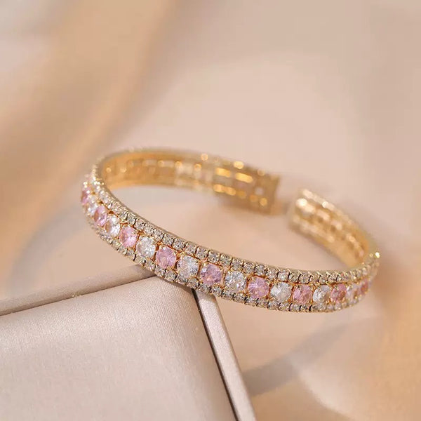 18K Gold Filled Over Stainless Steel Bangle With Cubic Zircon