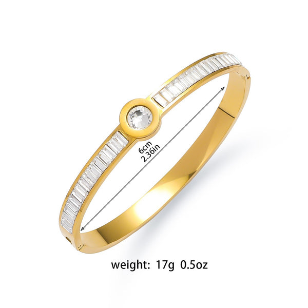 18K Gold Filled Over Stainless Steel Bangle With Cubic Zircon