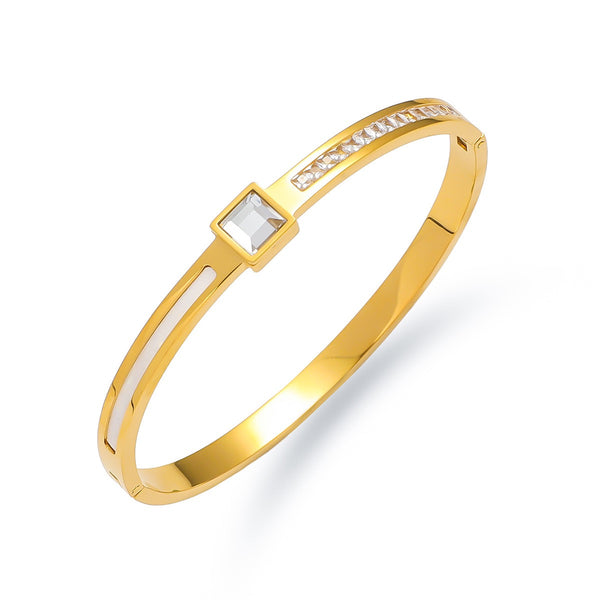 18K Gold Filled Over Stainless Steel Bangle With Cubic Zircon