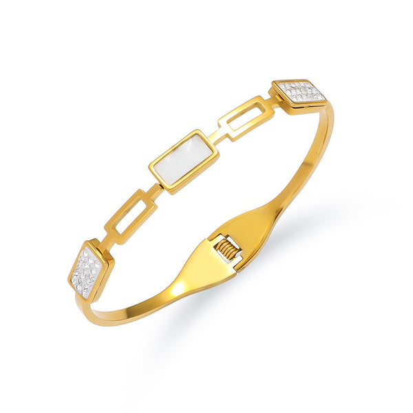 18K Gold Filled Over Stainless Steel Bangle With Cubic Zircon