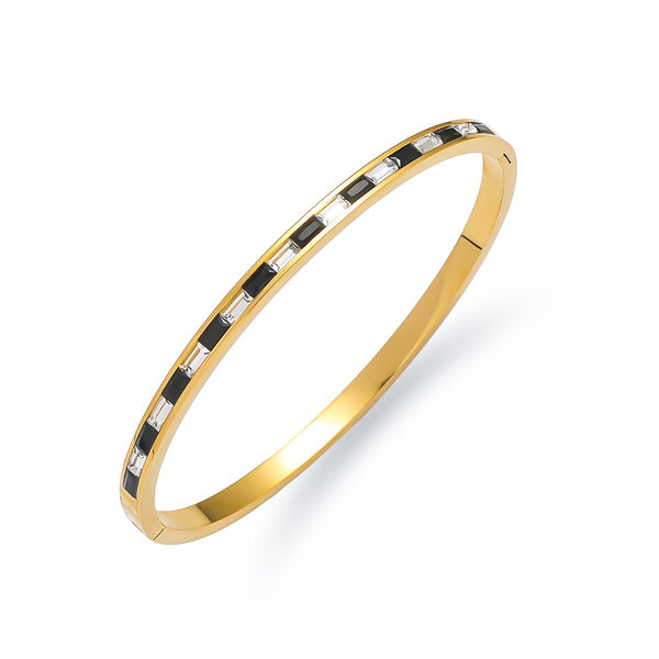 18K Gold Filled Over Stainless Steel Bangle With Cubic Zircon