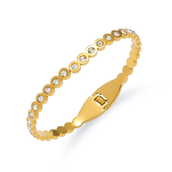 18K Gold Filled Over Stainless Steel Bangle With Cubic Zircon