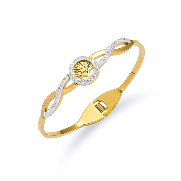 18K Gold Filled Over Stainless Steel Bangle With Cubic Zircon