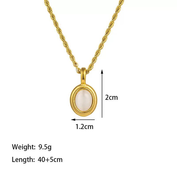 Oval Shaped 18K Gold Filled Over Stainless Steel Necklace