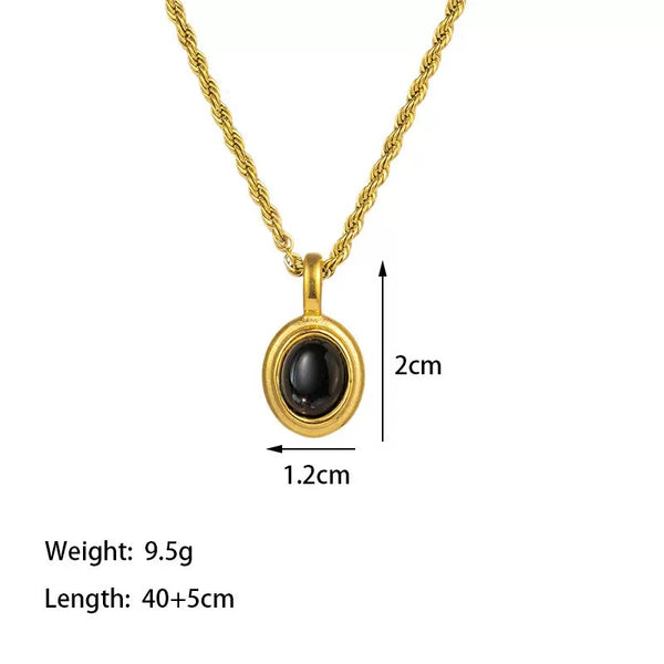 Oval Shaped 18K Gold Filled Over Stainless Steel Necklace