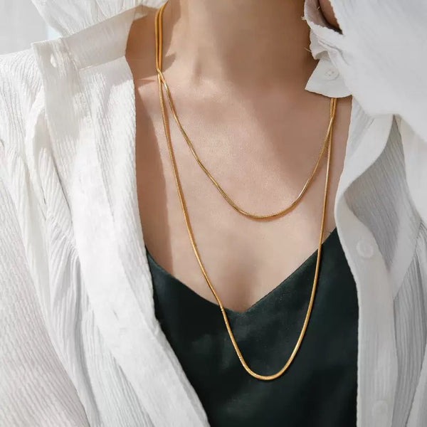 Double Layered 18K Gold Filled Over Stainless Steel Necklace