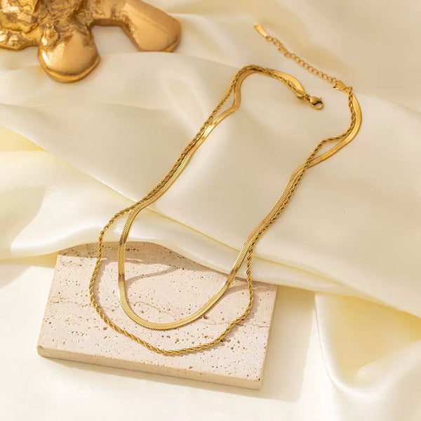 Double Layered 18K Gold Filled Over Stainless Steel Necklace