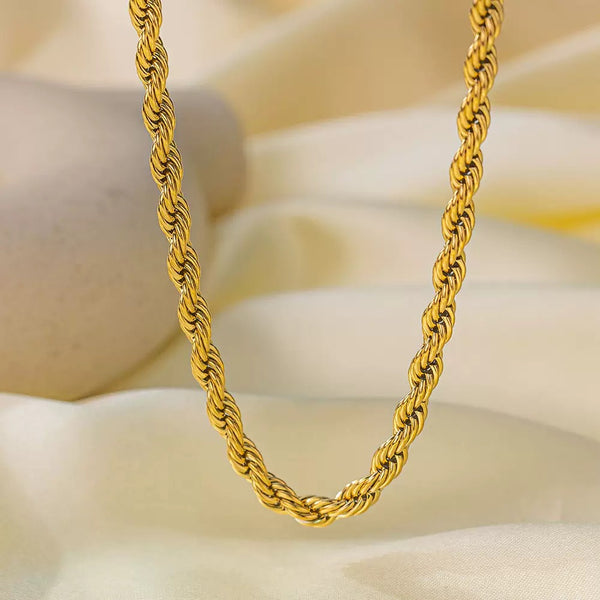 Twisted Chain 18K Gold Filled Over Stainless Steel Necklace