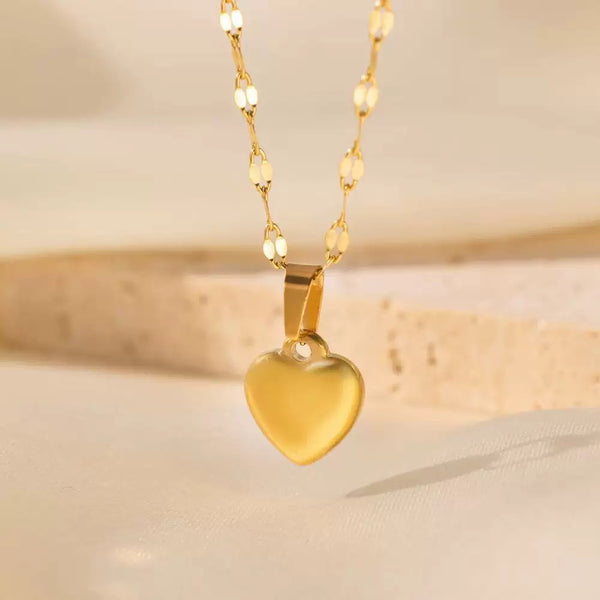 Heart 18K Gold Filled Over Stainless Steel Necklace