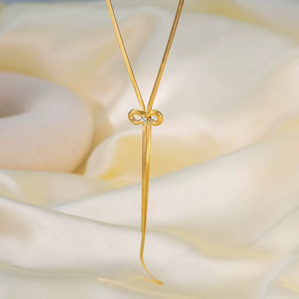 Bow 18K Gold Filled Over Stainless Steel Necklace