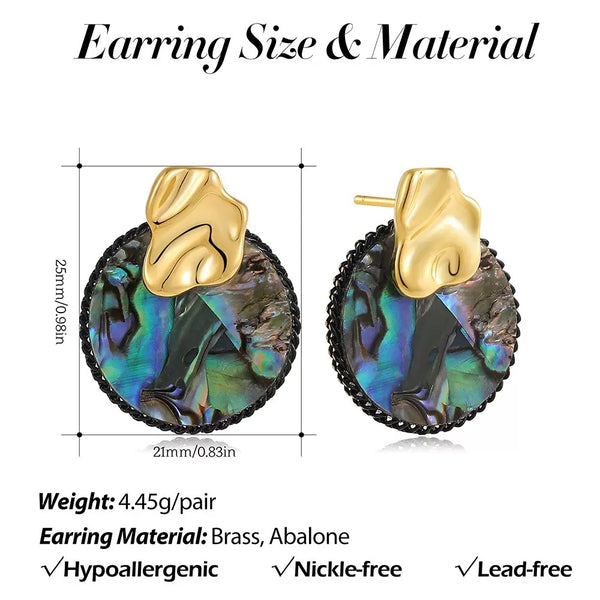18K Gold Filled Abalone Shell Pattern Ear Studs