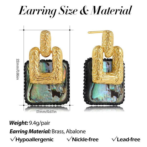 18K Gold Filled over Brass Abalone Shell Pattern Ear Studs