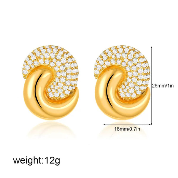 Shiny Zircon 18K Gold Filled Ear Studs