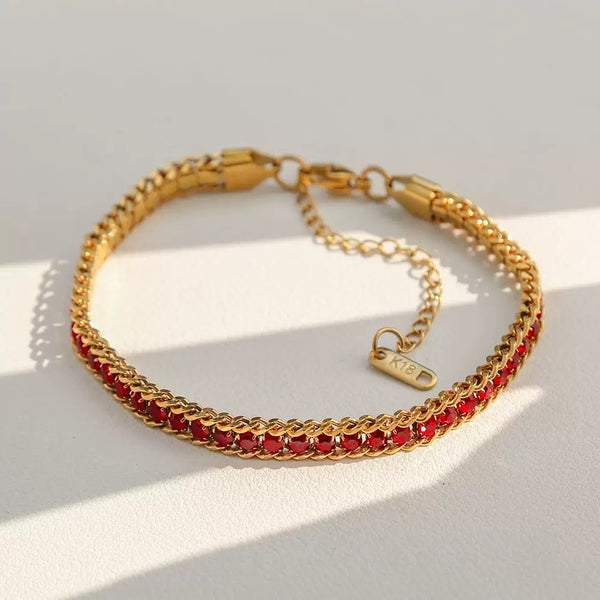 Beaded 18K Gold Filled Over Stainless Steel Bracelet
