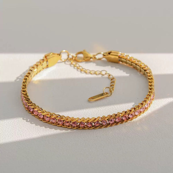 Beaded 18K Gold Filled Over Stainless Steel Bracelet