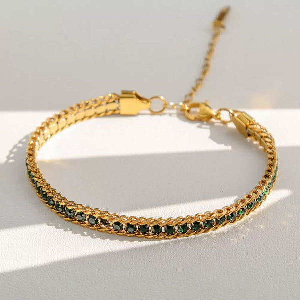 Beaded 18K Gold Filled Over Stainless Steel Bracelet
