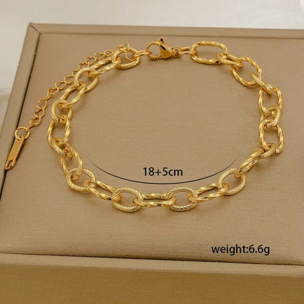 Classic Chain 18K Gold Filled Over Stainless Steel Bracelet