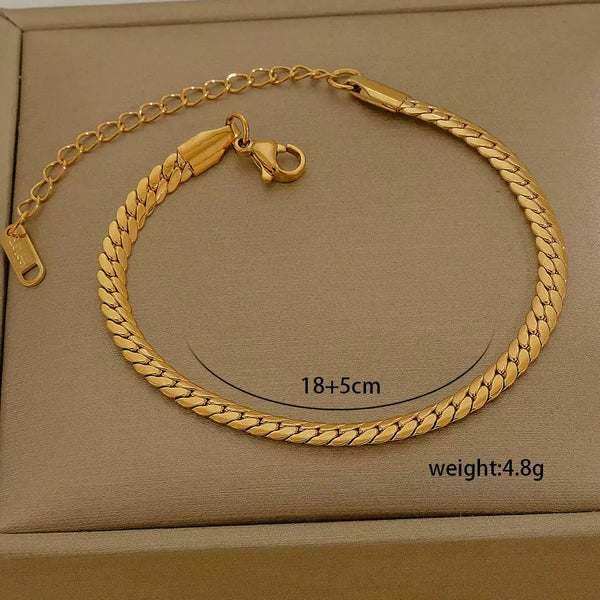 Classic Chain 18K Gold Filled Over Stainless Steel Bracelet