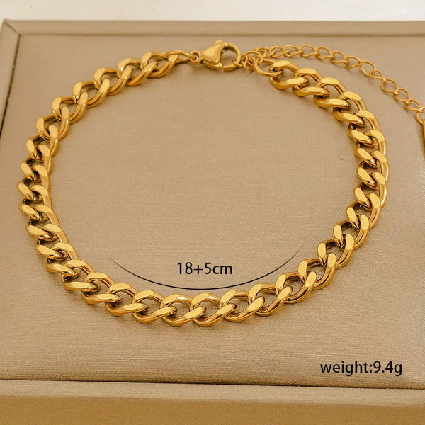 Classic Chain 18K Gold Filled Over Stainless Steel Bracelet