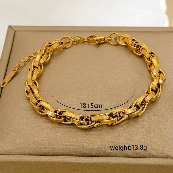 Classic Chain 18K Gold Filled Over Stainless Steel Bracelet
