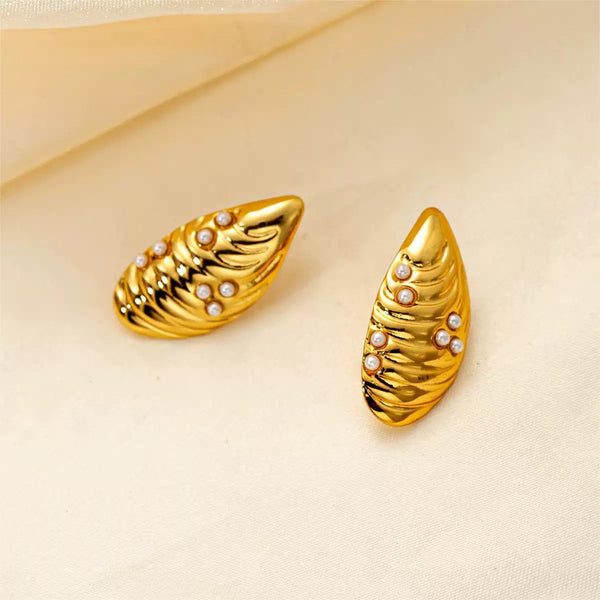 18K Gold Filled Ear Studs With Pearl