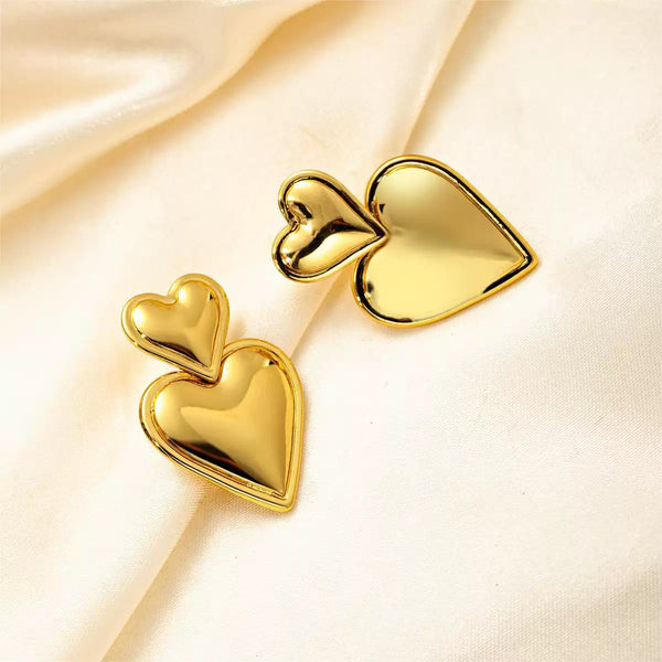 Heart Shaped 18K Gold Filled Ear Studs