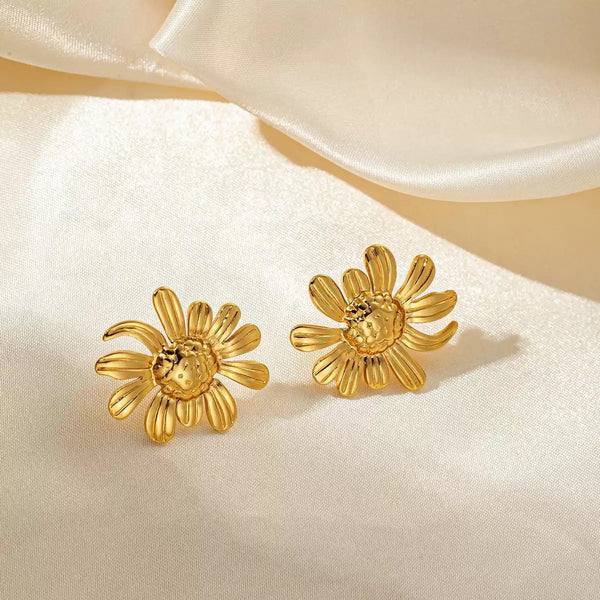 Sunflower Shaped Classic 18K Gold Filled Ear Studs