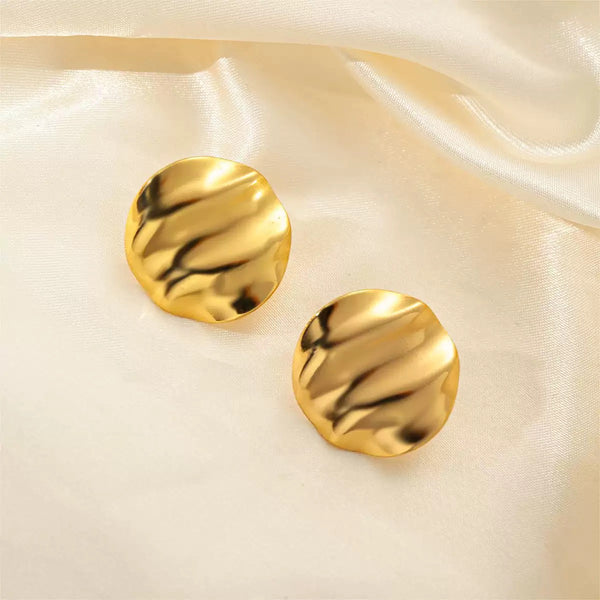 Wave Pattern Classic 18K Gold Filled Ear Studs