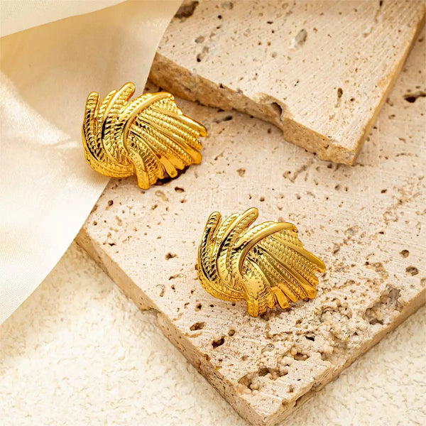 Sea Wave Geometric Classic 18K Gold Filled Ear Studs