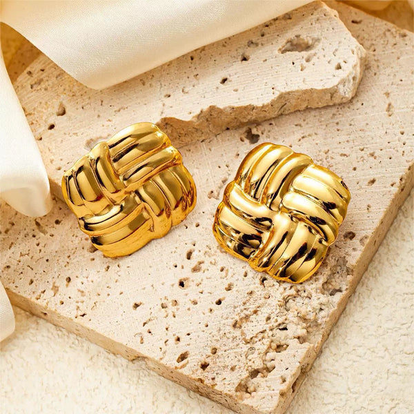 Chunky Twisted 18K Gold Filled Ear Studs