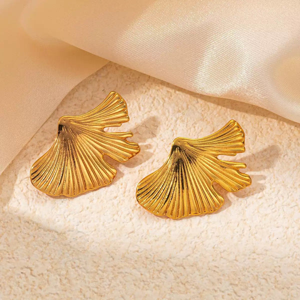Leaf Shaped 18K Gold Filled Ear Studs