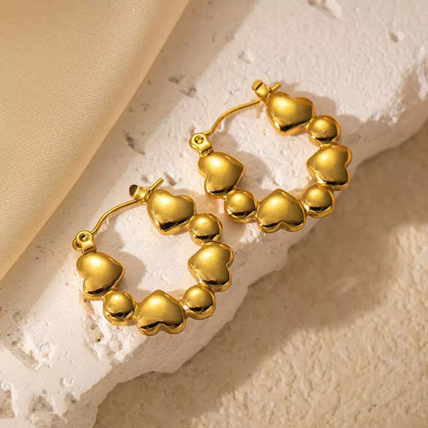 Heart Shape Elegant 18K Gold Filled Hoop Earrings
