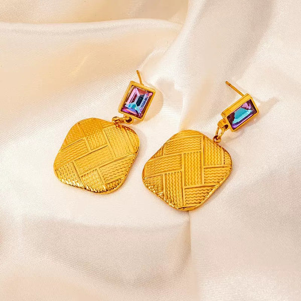 Shiny Cubic Zircon 18K Gold Filled Ear Studs