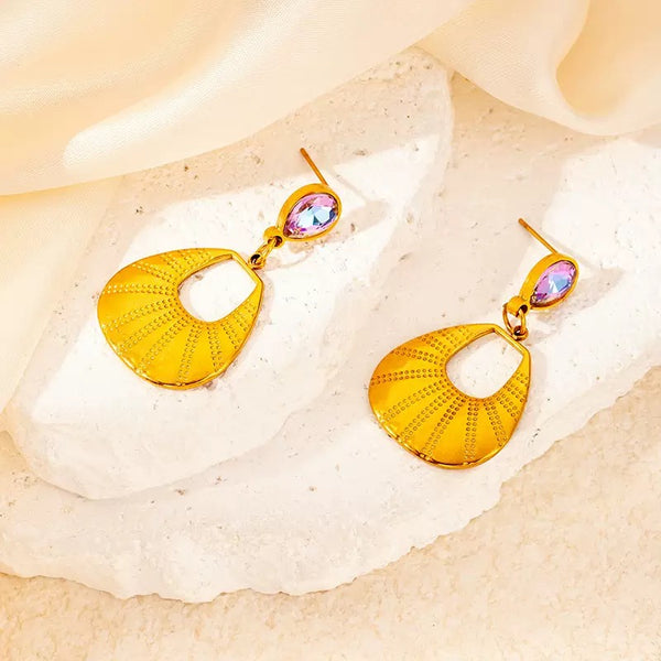 Shiny Cubic Zircon 18K Gold Filled Ear Studs