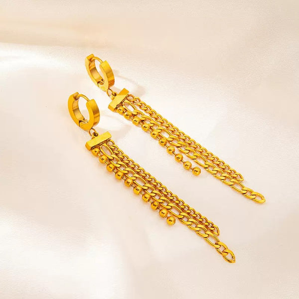 Long Tassel 18K Gold Filled Huggies