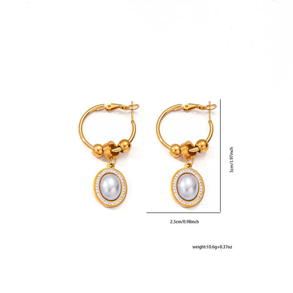 Elegant 18K Gold Filled Hoop Earrings With Pearl, Cubic Zircon