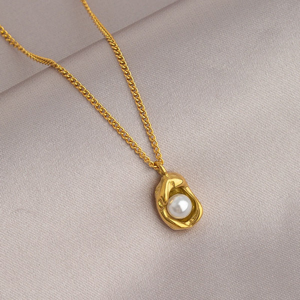Pearl 18K Gold Filled Over Stainless Steel Necklace