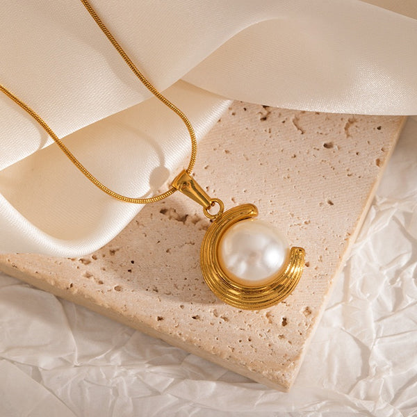 Pearl 18K Gold Filled Over Stainless Steel Necklace