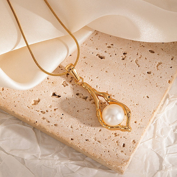 Pearl 18K Gold Filled Over Stainless Steel Necklace