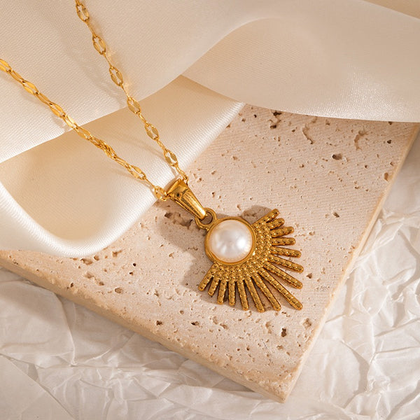 Pearl 18K Gold Filled Over Stainless Steel Necklace