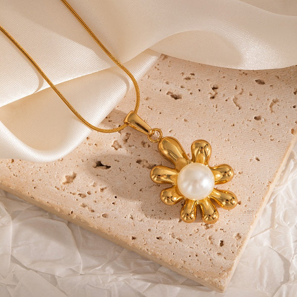 Pearl 18K Gold Filled Over Stainless Steel Necklace