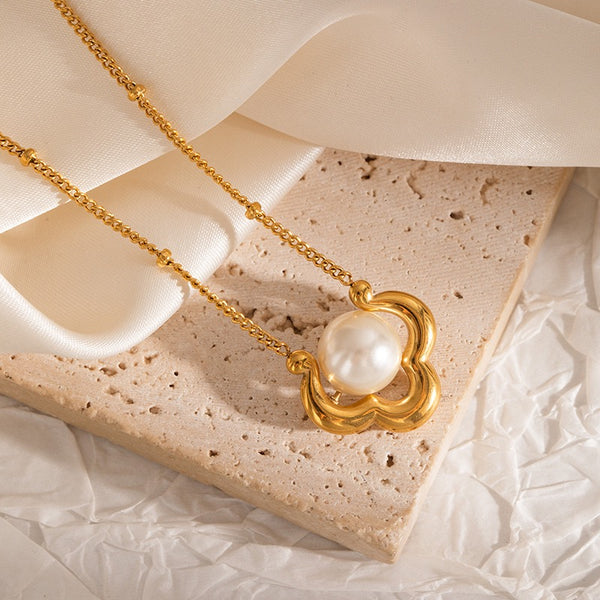 Pearl 18K Gold Filled Over Stainless Steel Necklace