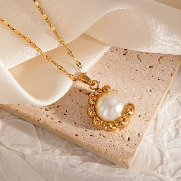 Pearl 18K Gold Filled Over Stainless Steel Necklace