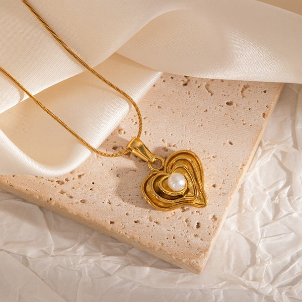 Pearl 18K Gold Filled Over Stainless Steel Necklace