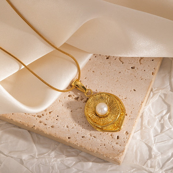 Pearl 18K Gold Filled Over Stainless Steel Necklace