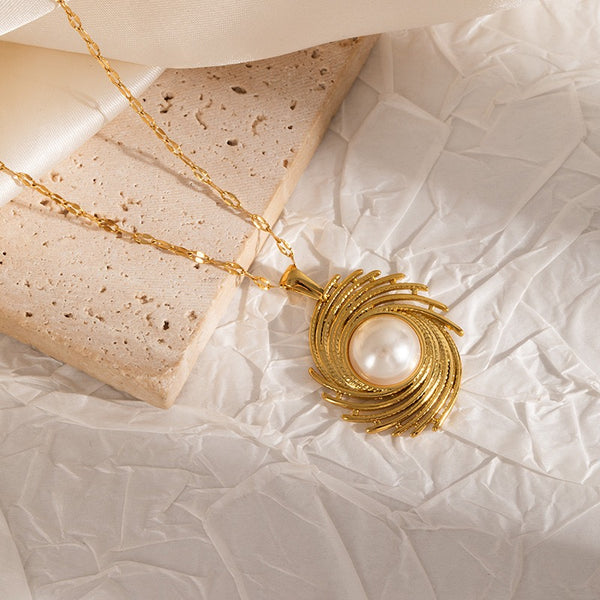 Pearl 18K Gold Filled Over Stainless Steel Necklace