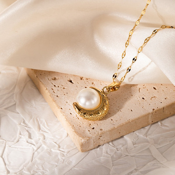 Pearl 18K Gold Filled Over Stainless Steel Necklace