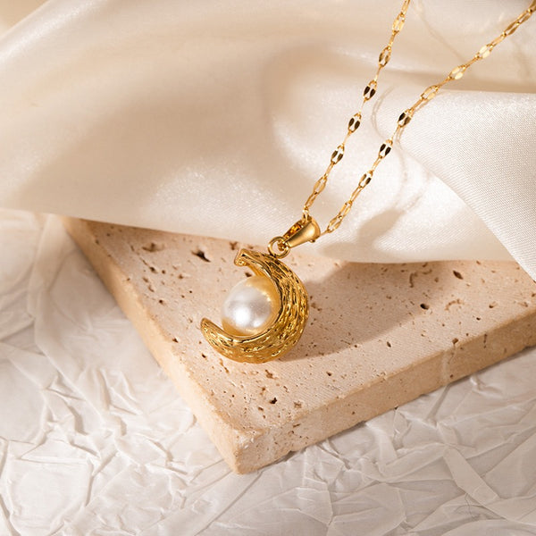 Pearl 18K Gold Filled Over Stainless Steel Necklace