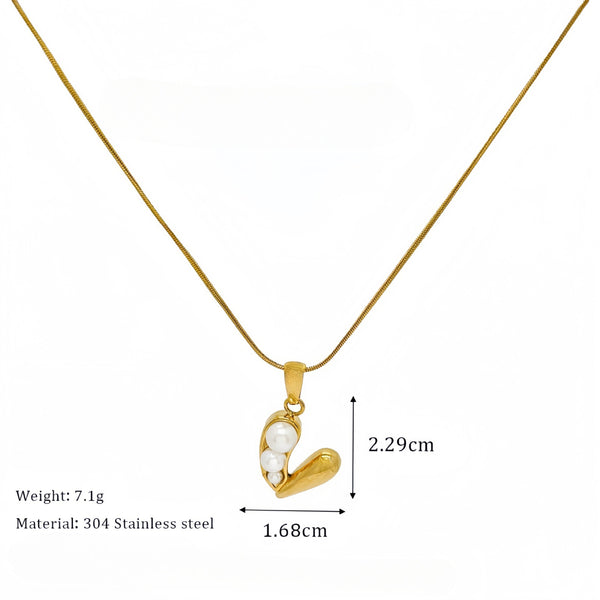 Pearl 18K Gold Filled Over Stainless Steel Necklace